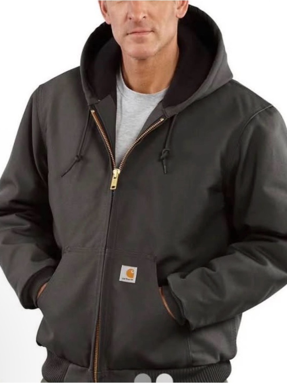 Carhartt Men's Lg/Tall Flannel-Lined Active Jack in Gravel